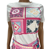 Summer Casual Print Shirt and Matching Shorts 2PC Set