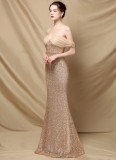 Summer Formal Golden Sequins Sweetheart Mermaid Evening Dress