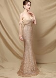 Summer Formal Golden Sequins Sweetheart Mermaid Evening Dress