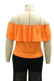 Summer Plus Size Casual Off Shoulder Orange Top