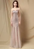 Summer Formal Golden Sequins Strap Mermaid Evening Dress