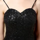 Summer Formal Black Sequins Strap Mermaid Evening Dress