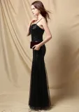 Summer Formal Black Sequins Strap Mermaid Evening Dress