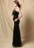 Summer Formal Black Sequins Strap Mermaid Evening Dress