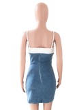 Summer Party Sexy Lace Up Patch Strap Denim Dress