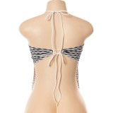 Summer Party Sexy Stripes Keyhole Halter Top