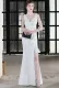 Summer Formal White Chains Slit V-Neck Evening Dress
