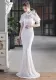Summer Formal White Sequins Patch Mermaid Evening Dress