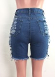 Summer Sexy Ripped High Waist Blue Denim Shorts