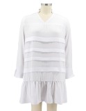 Autumn Plus Size Casual White Long Sleeve Shirt Dress