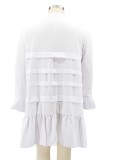 Autumn Plus Size Casual White Long Sleeve Shirt Dress