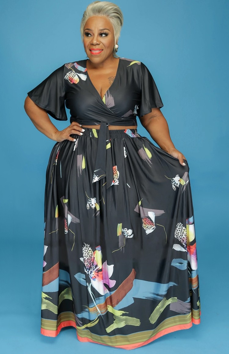maxi skirt and crop top plus size