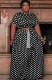 Summer Plus Size Polka Black Crop Top and Long Skirt Set
