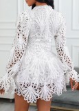 Vestido de fiesta elegante ahuecado blanco de otoño