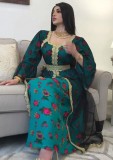 Árabe Dubai Árabe Oriente Medio Turquía Marruecos Ropa islámica Floral Kaftan Abaya Vestido musulmán