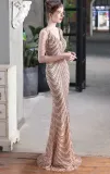 Summer Formal Gold Sequin Chains V-Neck Mermaid Evening Dress