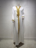 Árabe Dubai Árabe Oriente Medio Turquía Marruecos Ropa islámica Con capucha Kaftan Abaya Vestido musulmán bordado Blanco