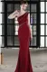 Summer Formal Red Beaded One Shoulder Mermaid Evening Dress