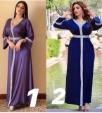 Arab Dubai Arab Middle East Turkey Morocco Islamic Clothing Kaftan Abaya Embroided Muslim Dress Purple