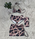 Plus Size 4-Pieces Print Swimwear Set