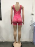 Summer Party Sexy Lace Rose Sleeveless Bodycon Rompers