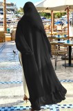 Árabe Dubai Árabe Oriente Medio Turquía Marruecos Ropa islámica Kaftan Abaya Frente abierto Túnica musulmana con Hijab Negro