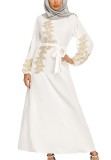 Arab Dubai Arab Middle East Turkey Morocco Islamic Clothing Rhinestone Kaftan Abaya Muslim Dress White