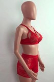 Summer Sexy Red Lace Patch Bra and Shorts Set