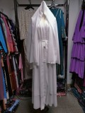 Arab Dubai Arab Middle East Turkey Morocco Islamic Clothing Kaftan Abaya Front Open Muslim Robe with Hijab White