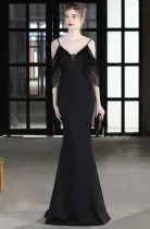 Summer Formal Black Strap Mermaid Evening Dress