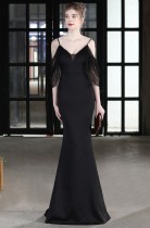 Sommer formales schwarzes Träger-Meerjungfrau-Abendkleid