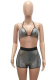 Summer Party Black Bra and Shorts 2 Piece Party Set