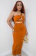 Summer Orange Sexy One Shoulder Crop Top and Midi Skirt Set