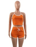 Summer Orange Tight Vest and Shorts Tracksuit