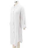Vestido de verano de blusa larga blanca de otoño con mangas completas