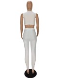 Summer White Sexy Tight Crop Top and Pants 2PC Set