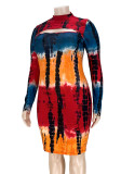 Autumn Plus Size Sexy Tie Dye Bodycon Dress