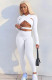 Autumn White Sexy Tight Crop Top and Pants Set