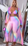 Autumn Sexy Rainbow Bra and Pants with Matching Overalls 3PC Set