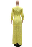 Autumn Yellow Hollow Out Crop Top and Long Skirt Set