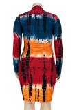 Autumn Plus Size Sexy Tie Dye Bodycon Dress
