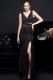 Summer Formal Black Sleeveless Slit Mermaid V-Neck Evening Dress