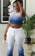 Summer Gradient Crop Top and High Waist Stacked Pants Set