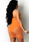 Vestido ajustado con tirantes transparentes sexy de verano naranja