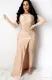 Autumn Formal Beige Beaded Sexy Patchwork Jumpsuit