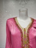 Arab Dubai Arab Middle East Turkey Morocco Islamic Clothing Kaftan Abaya Embroided Muslim Dress Rose