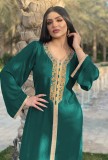 Arab Dubai Arab Middle East Turkey Morocco Islamic Clothing Kaftan Abaya Embroided Muslim Dress Green