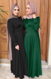 Árabe Dubai Árabe Oriente Medio Turquía Marruecos Ropa islámica Kaftan Abayas Vestido musulmán Verde