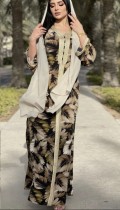 Арабский Дубай Арабский Ближний Восток Турция Марокко Исламская одежда с принтом Кафтан Абая мусульманское платье с вышивкой