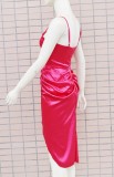 Summer Formal Red Strap Irregular Party Dress